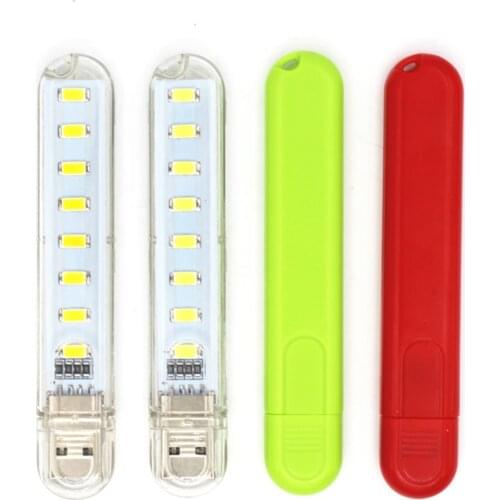 Mini Keychain Style 8LED Chips USB LED Reading Book light For Power Bank