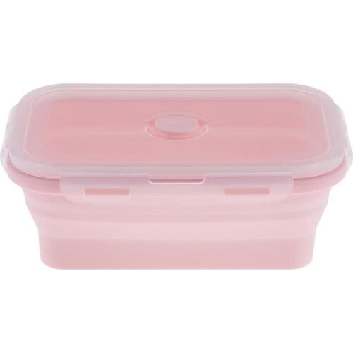 Reusable Silicone Lunch Box Food Container eco-friendly Pink/Red/Green