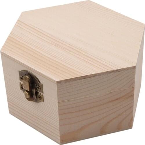 DIY Fashion Gift Box Simple Portable Hexagon Shaped Wood Jewelry Box Wedding Holder Jewelry Display