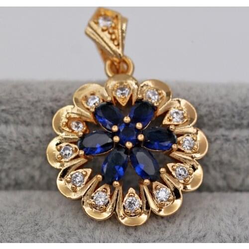 New Pendant for Womens Gold Filled Waterdrop red green Zirconia stone flower Pendant Fashion Wedding Jewelry accessories Gift