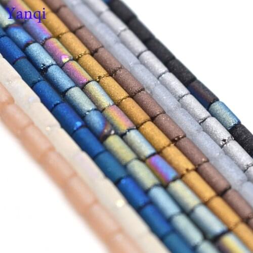 Wholesale 96pcs 3*5.5mm Frosted Glass Beads Czech Cylindrical Shape Crystal Beads Loose Matte Beads For DIY Jewelry Making