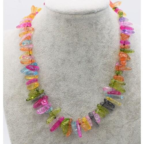 Wholesale multicolor quartz branch 15-20mm necklace 17inch FPPJ nature beads unique shape
