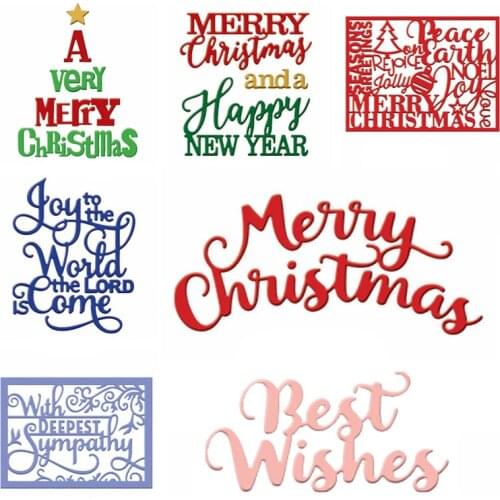 Letters Merry Christmas Metal Cutting Dies Stencil for DIY Scrapbooking Photo Album Embossing Cards Making Decorative Crafts