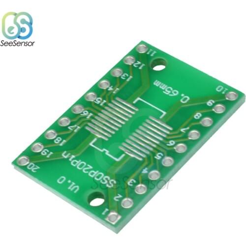 5Pcs SSOP20 Adapter Board Set SOP20 SSOP20 TSSOP20 to DIP20 Pitch 0.65 1.27mm