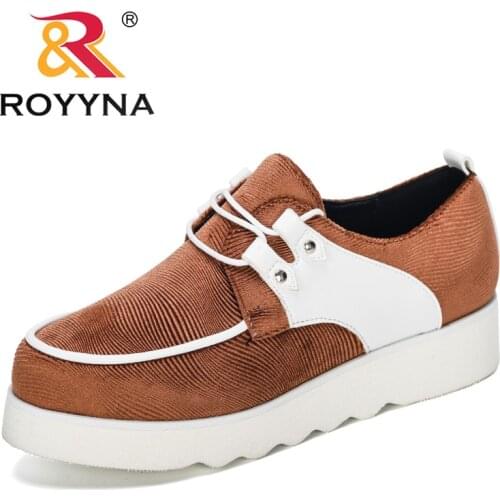 ROYYNA 2019 New Designers Popular Round Toe Fashion Autumn Women Flats Sewing Lace Up Female Flat Dress Shoes Platform Footwear