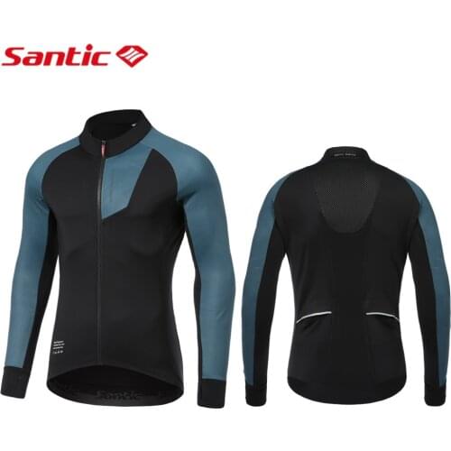 Santic Men Winter Cycling jackets Cycling Long Sleeves Jersey Autumn Fleece Keep Warm Road Bike Tops MTB Windproof