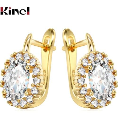 Kinel Earrings 2020 New Korean Zircon Crystal Earrings Fashion Gold Color Luxury Wedding For Women Girls Jewelry