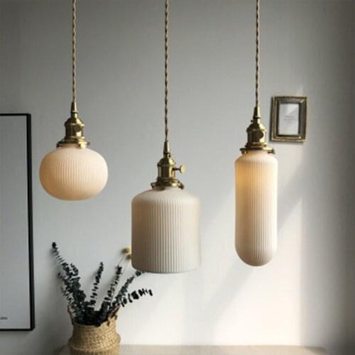 Modern minimalist restaurant bar counter brass ceramic pendant lights Japanese Zen tea room bedroom bedside pendant lamp