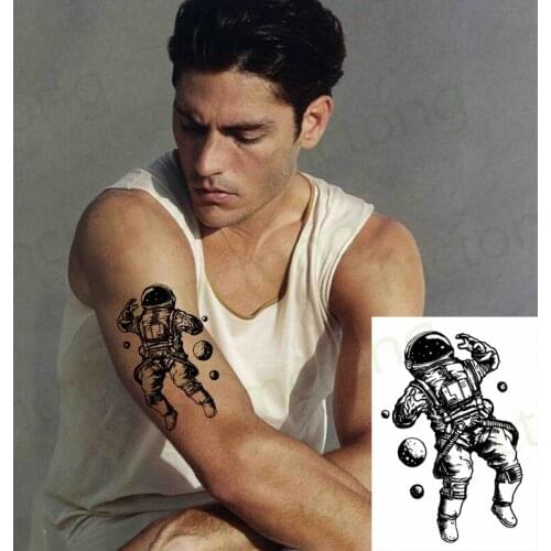 Waterproof Temporary Tattoo Sticker Astronaut Sun Moon Star Cross Gun Forest Tree Wolf Body Art Arm Fake Tattoo for Women Men