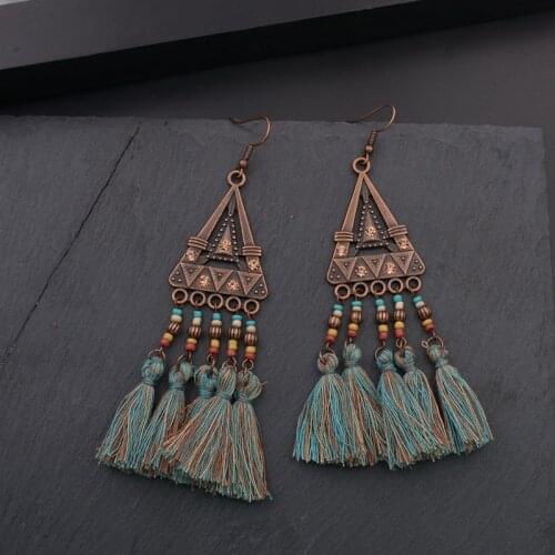 WELLMORE retro bohemia earrings zinc alloy tassel drop earrings for women fashion Jewelry gifts wholesale Dropshipping