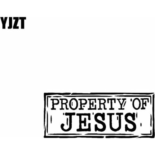 YJZT 17.8CM*7.3CM PROPERTY OF JESUS Vinyl Car Motorcycle Sticker Decals Black/Silver C13-000175