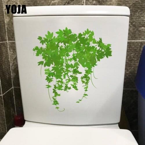 YOJA 21.8*22.9CM Fresh Green Vine Home Room Wall Decal Decoration WC Toilet Seat Stickers T1-0884