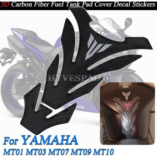 For YAMAHA MT01 MT03 MT07 MT09 MT10 MT 01 03 07 09 10 3D Carbon Fiber Motorcycle Fuel Tank Pad Cover Protector Decal Stickers