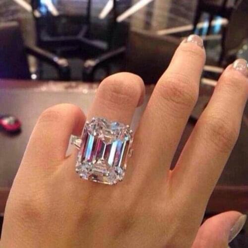 Never Fade Luxury Jewelry Pure 100% 925 Sterling Silver Princess Cur White AAAAA Cubic Zirconia Party Women Wedding Ring Gift