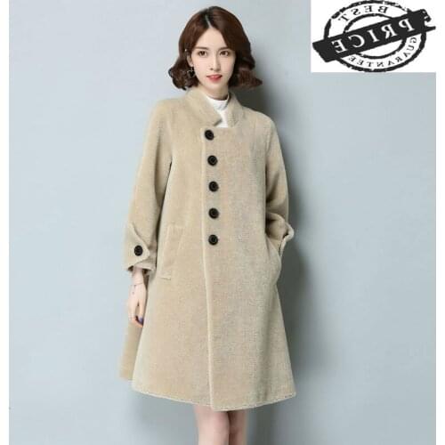 Women Real Wool Fur Coat Natural Sheep Shearing Fur Coats Female Winter Warm Overcoat Autumn Spring Clothes 2021 LWL136a