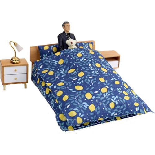 1:12Dollhouse Mini Minimized Mattress, Quilt, Pillow Three-piece Model for Dollhouse Furniture Bedroom Accessories