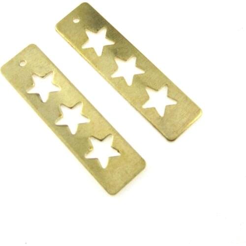 Brass earring charm Brass bar pendant 30x8x1mm Star Rectangle raw brass geometric findings -10pcs R1486