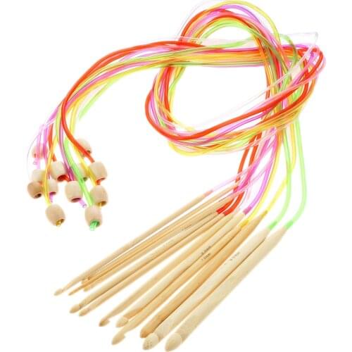 12set 120cm Tube Bleached Single Pointed Bamboo Needles Crochet Hook Afghan Tunisia Crochet Knitting Needles Sewing Tool 3-10MM