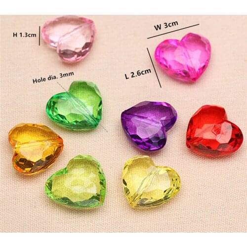 20pcs/lot Multicolor Hanging Heart Pendant Diamond Chandelier Acrylic Crystal Beads Home Wedding Party DIY Decoration