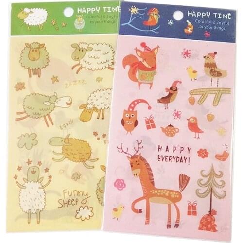 3 Sheet/pack Cute Lovely Stickers For Diary Scrapbook Notebook Wall Decor DIY Cartoon Scrapbooking Stickers Children Play Toys