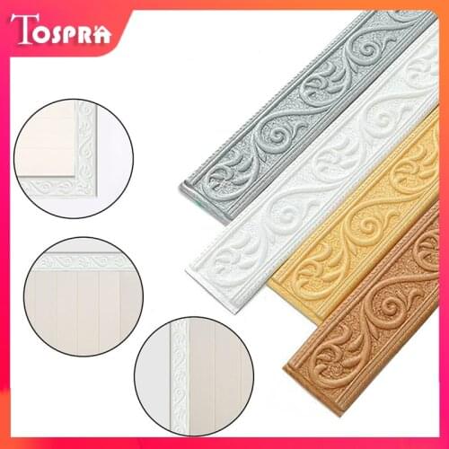 3D Foam Wall Edge Strip Stickers Self Adhesive Waterproof Baseboard Corner Waist Line Sticker Wall Trim Line Skirting Border