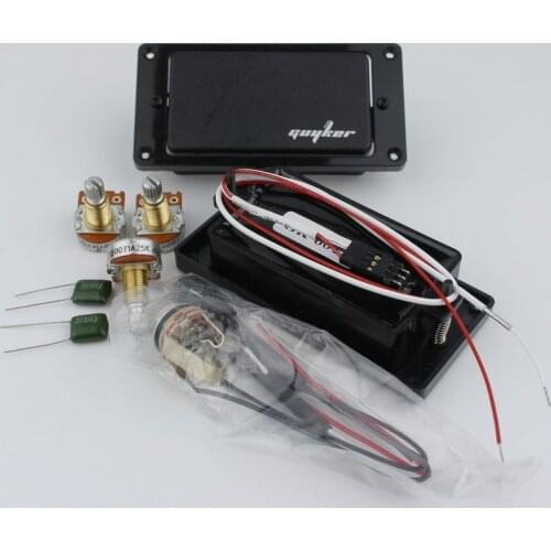 GUYKER Closed Black Guitar Pickup Humbucker Active Pickup Set(Equipped with Potentiometer and American Output Guitar Jack)