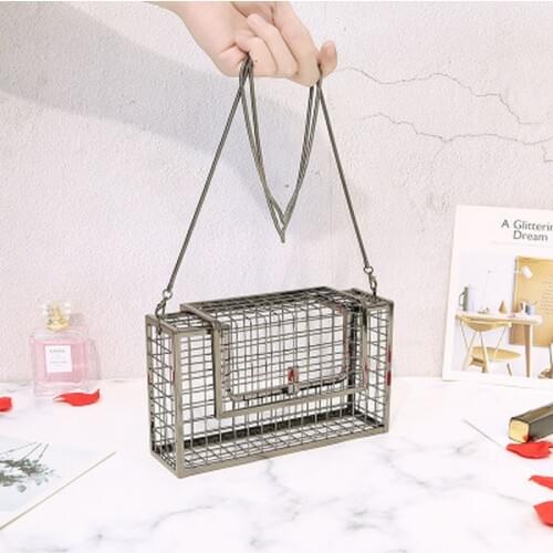 INS Hollow Out Clutch Bag Bird Cage Women Handbag Tote Metal Cage Girls Top-Handle Bags Purse Fashion Party Pouch Evening Bag