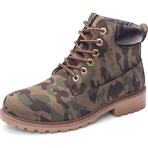 CUZULLAA Women Autumn Camouflage Lace-up Work Boots Shoes Lady Fashion Ankle Boots Female Bootie 9 Colors Plus Size 36-42