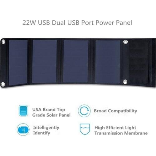 BUHESHUI High Efficiency 22W Fordable Solar Panel Charger Portable Dual USB Solar Charger Sunpower Solar Panel Free Shipping