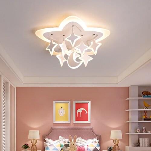 Children bedroom LED lamp warm romantic personality creative simple modern star and moon shape chandelier YHJ122605