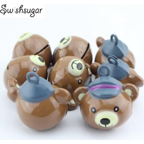 Enamel Cartoon Cap Bear Craft Copper Bell Charms Fit Party Birthday Festival Decoration