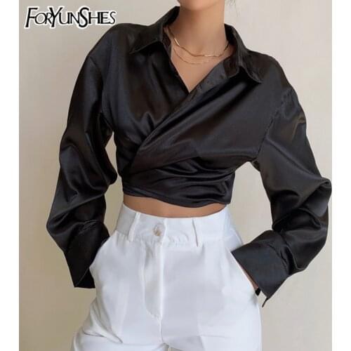 FORYUNSHES Womens Satin Shirts