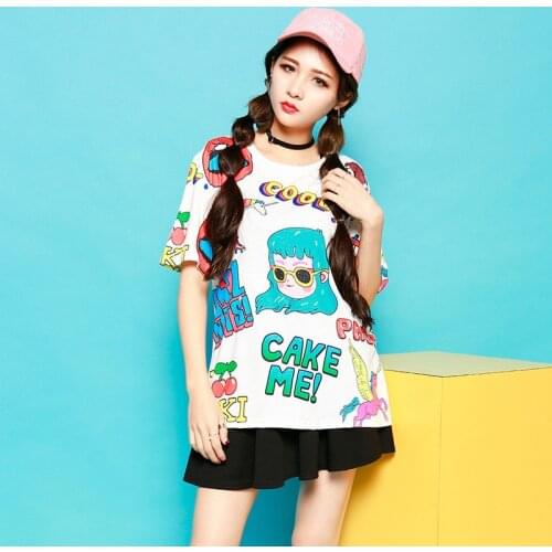 T-shirts Women Camisa Feminina Adorable Summer T-shirt COOL Anime Pattern Shirt Women Sweet Lolita Japan Kawaii Female Tops Tee