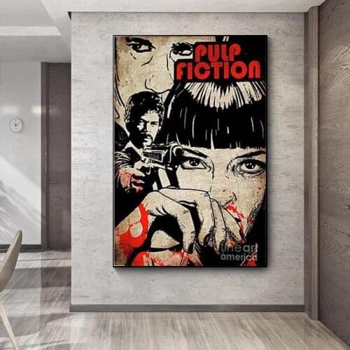Fiction Classic Movie Quentin Tarantino Vintage Art Painting Funny Canvas Painting Poster Print Wall Pictures for Bedroom Decor