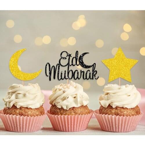 Eid Mubarak Cake Card Party Dessert Decoration favor cake topper Ramadan Festival Decoration cake Flag