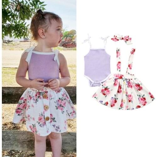 Baby Girl 3pcs Set Newborn Fashion Baby Girl Princess Sleeveless Pullover Top Romper Short Skirt Outfit Clothes 0-24 Months