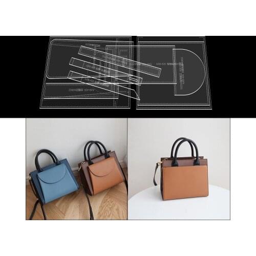 Handmade Leather Goods Diy One-shoulder Messenger Tote Bag Design Production Paper Grid Pattern Acrylic Pattern Drawing Template