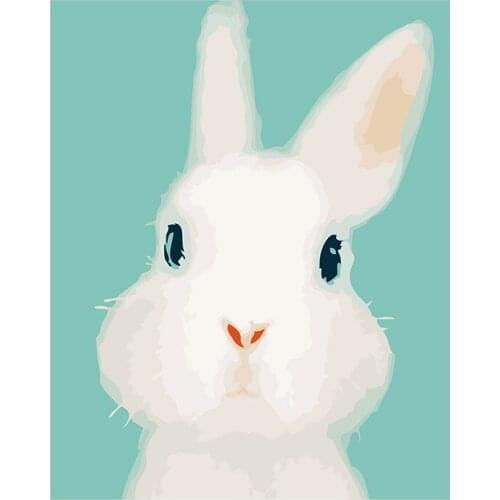 Rabbit Oil Painting By Numbers Animal On Canvas With Framed DIY Kits Handmade Acrylic Paint For Adults Color By Number Decor Art