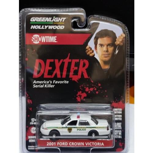 1:64 GreenLight 2001 Ford Crown Victoria Police Interceptor Miami Metro Police Department Dexter Collection Metal Diecast Model