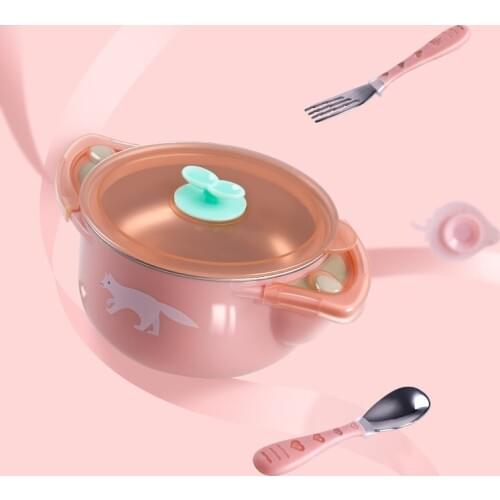 Pouch baby dinner ware set three piece set vacuum ware with a knife and a spoon for kids