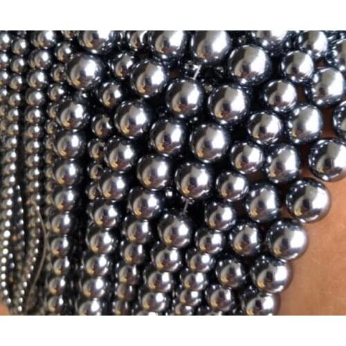 Natural 6-12mm terahertz health energy smooth round loose stone beads for jewelry making design