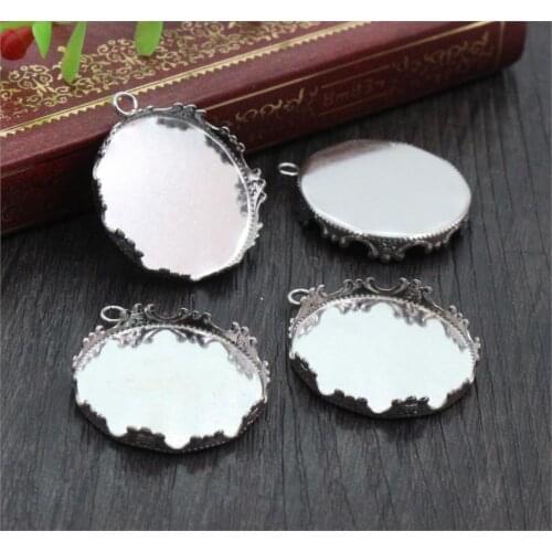 No Fade ) 20mm 25mm Inner Size Stainless Steel Material Simple Style Cabochon Base Cameo Setting Charms Pendant Tray