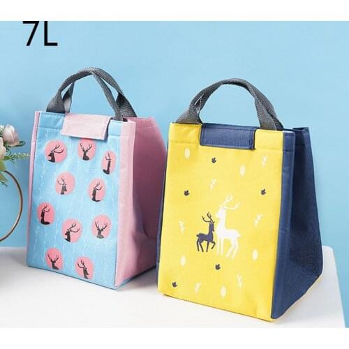 7L Canvas Portable Cooler Lunch Bag Thermal Insulated Multifunction Food Bags Food Picnic Lunch Box Bag For Men Women Kids