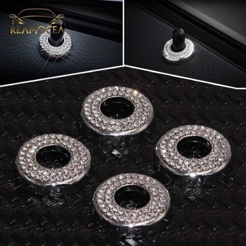 Reamocea 4Pcs Silver Diamond Style Door Lock Knob Pins Cover Trims Sticker Fit For BMW Z3 3 Series E36E90 F30 F31 320 328 335 GT