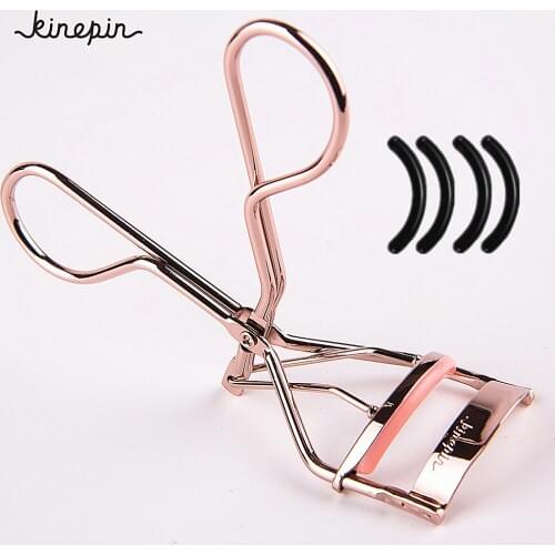 Rose Gold Carbon Steel Pro Eyelash Curler Handle Eye Curling Eyelashes Lashes Curler Clip Refill Rubber Pads Makeup Tool