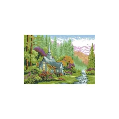 Needlework,for embroidery,DIY 14CT Unprinted Cross stitch kits,Spring forest house scenery Pattern counted Cross-Stitching