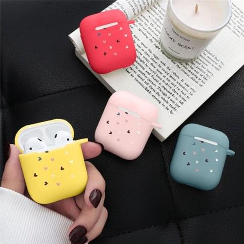 Silicone Candy Color Matte Love Heart Cover For Apple Airpods 1 2 Case Wireless Earphone Accessories For Airpod Air Pods Cases