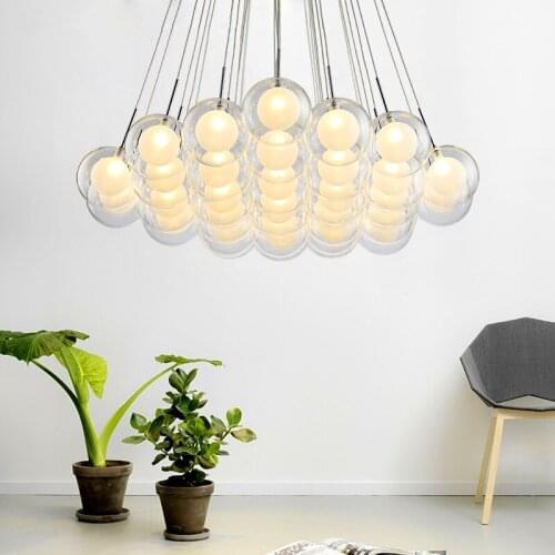 Modern Led Chandelier Lighting Nordic Glass Ball Lamp Living Room Hanging Lights Home Deco Dining Room Bedroom Fixtures