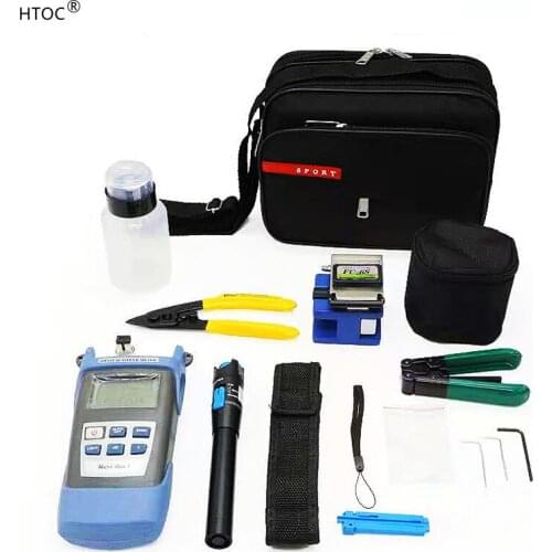 FTTH Fiber Optic Tool Kit with Fiber Power Meter and 5mW Visual Fault Locator and Cable Cutter Stripper FC-6S Fiber Cleaver