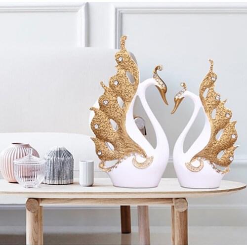 High-quality Resin Swan Statue Fine Workmanship Shape Elegant Resin Crafts Classical Style Animal Figurines Home Decoration